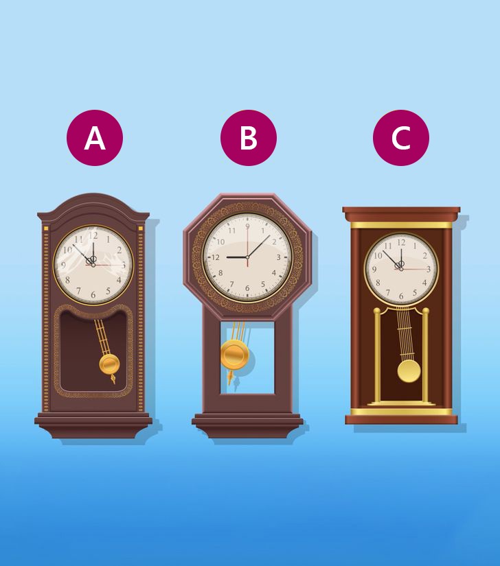 13. Pe perete atarna 3 ceasuri, dar doar unul dintre ele este de incredere. Poti afla care dintre ele este?