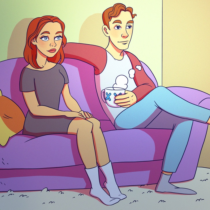 Cuplu care sta pe canapea